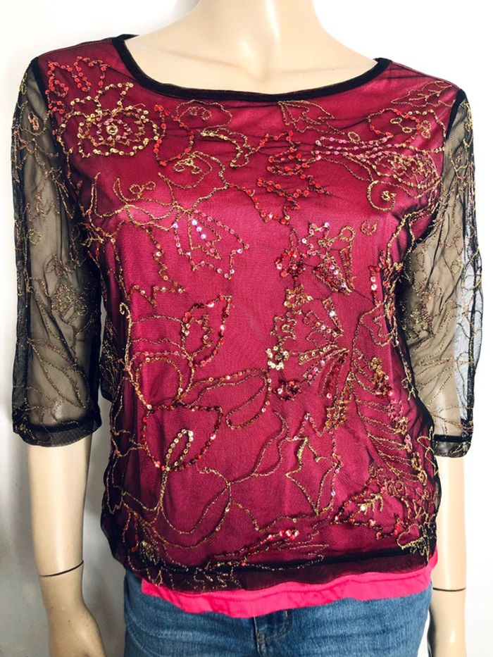 Très beau top brodé René Derhy taille S - photo numéro 7