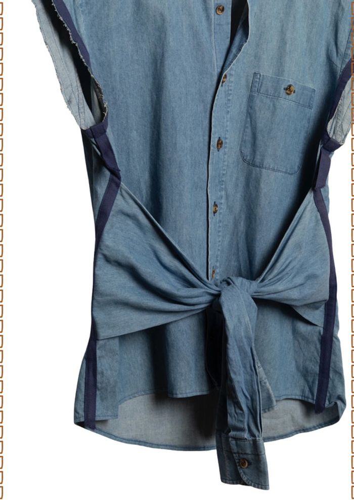 Chemise sans manches en denim upcycler Coton Society X Tilli Paris – Taille S - photo numéro 2