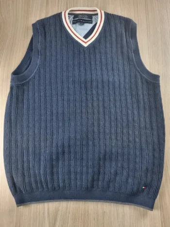 Pull a col V sans manche bleue Tommy Hilfiger Homme Taille XS