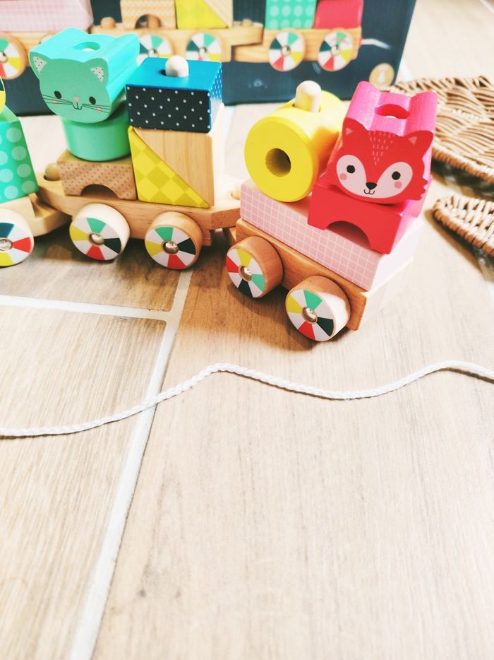 🐤Baby forest train à blocs-formes à encastrer en bois marque Janod - photo numéro 3