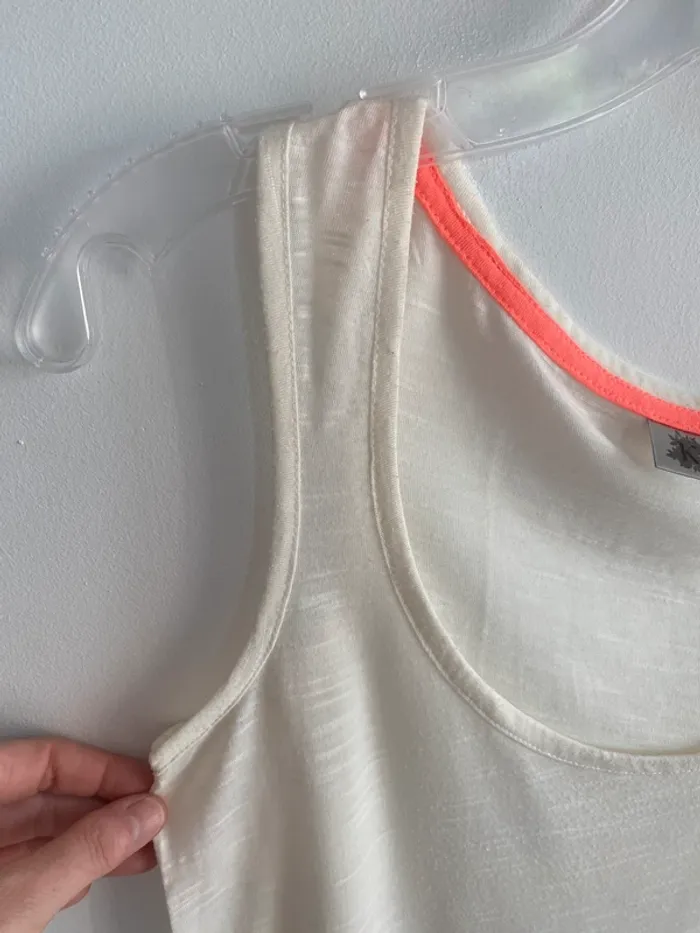 Débardeur kiabi beige dentelle orange fluo - photo numéro 2