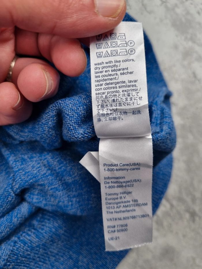 Pull col V Tommy Hilfiger bleu – Taille L Homme - photo numéro 8
