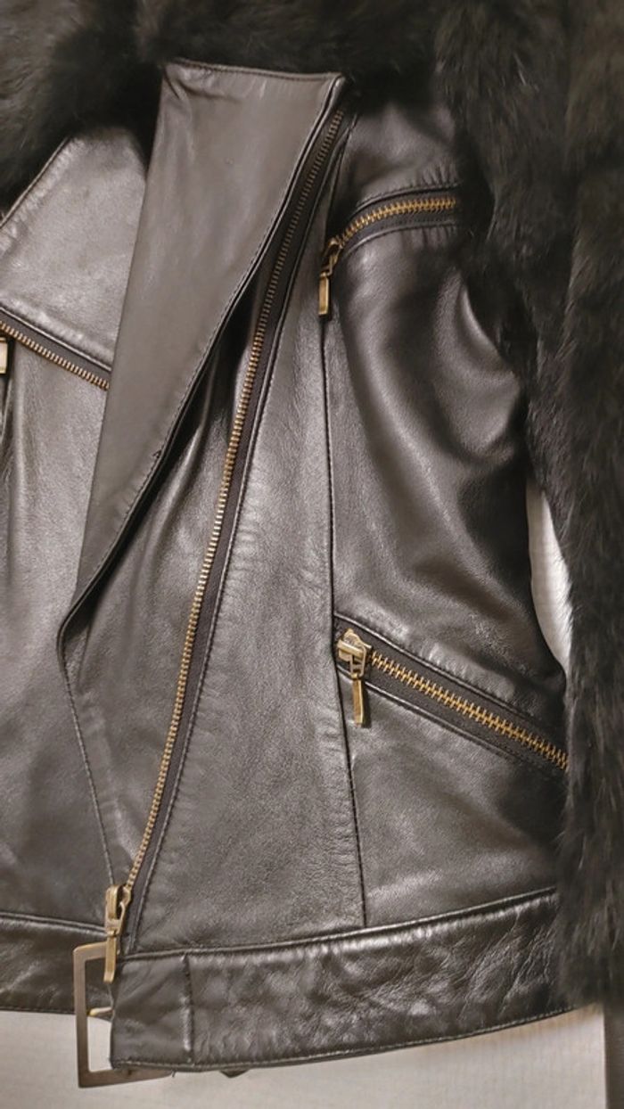Magnifique veste en cuir type perfecto veste de motard taille S zip - photo numéro 9