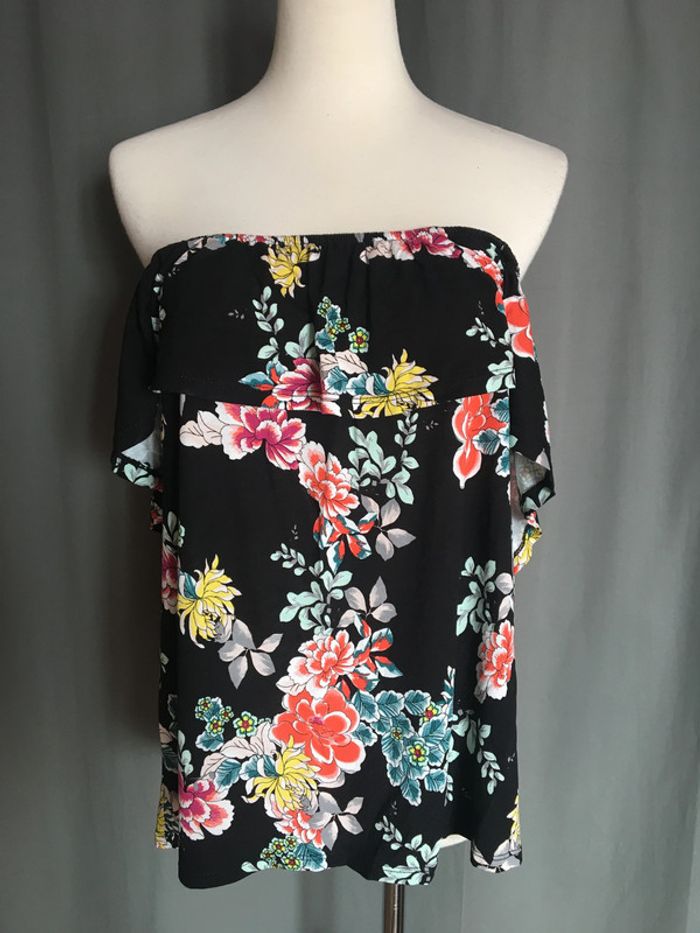 Top noir fleuri Promod - photo numéro 2