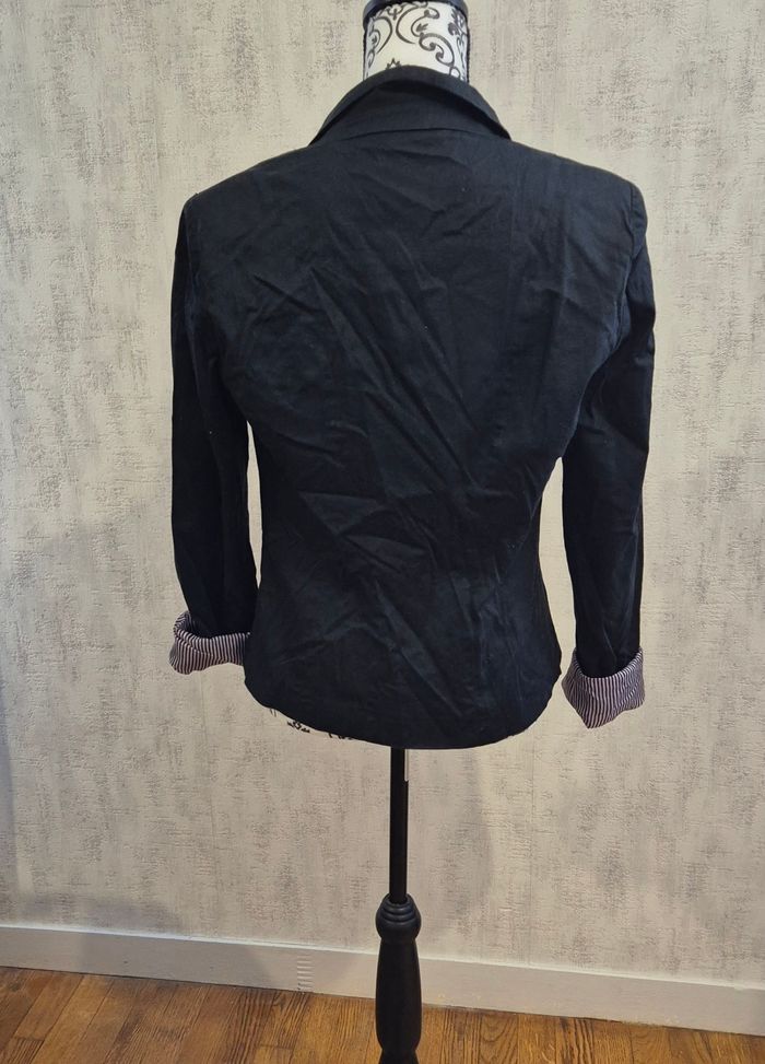 Veste blazer femme Mim noir avec revers rayure bleu taille 38/M - photo numéro 5