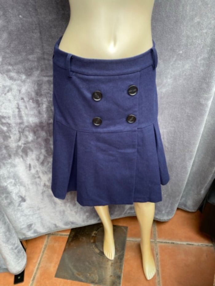 Jupe bleu marine avec bouton noir laine only taille L