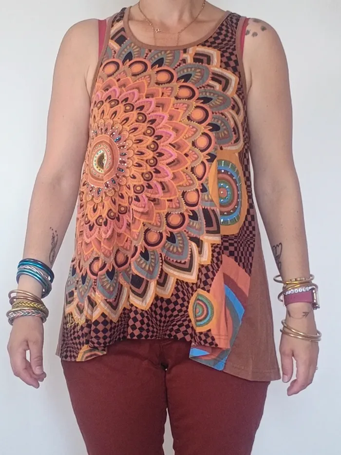 Débardeur imprimé mandala multicolore desigual – Taille L