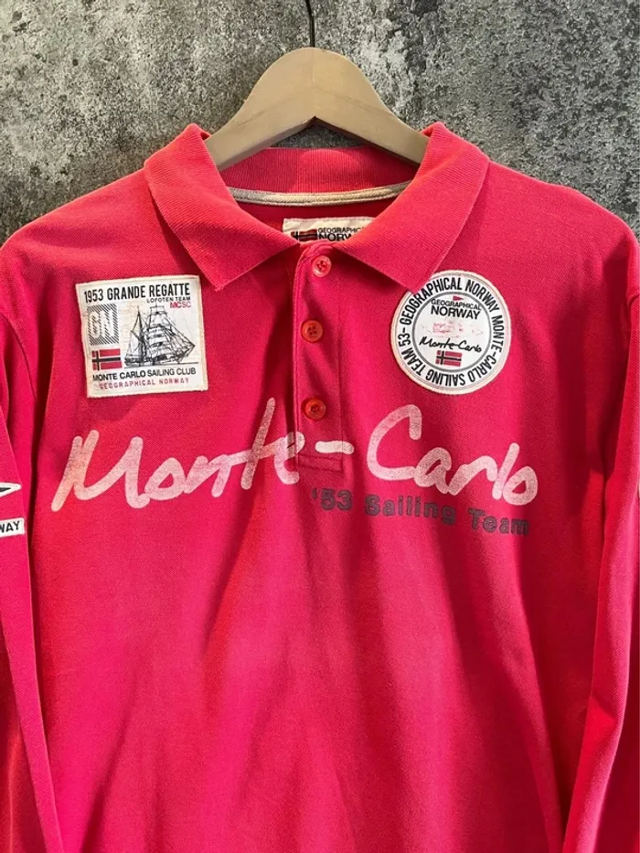 Polo manches longues rouge homme Geographical Norway taille XL hombre uomo Poloshirt Herren - photo numéro 2