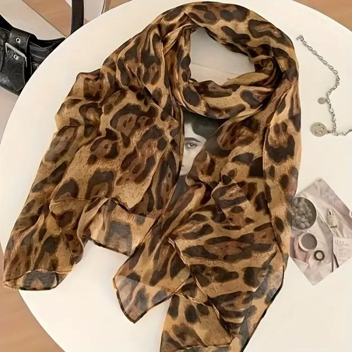 foulard femme leopard marron