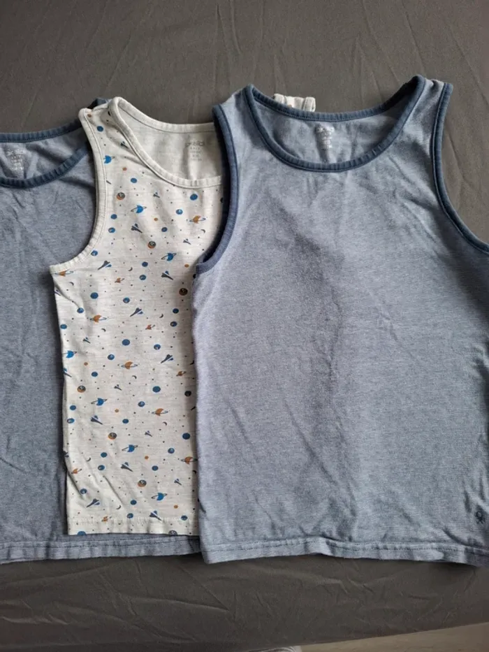 Lot de 6 débardeurs Okaïdi bleu gris garçon 8 ans - photo numéro 4