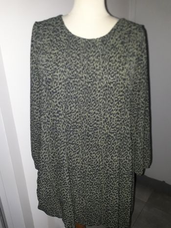 Robe plissé permanent imprimé léopard noir et kaki J&L T 36 38