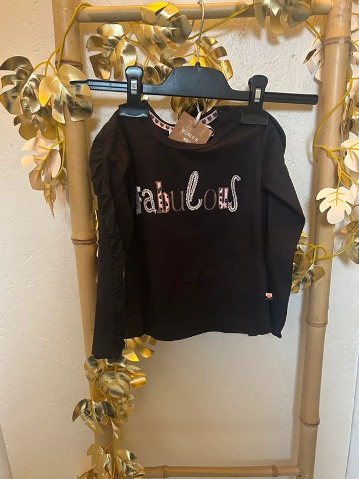 T shirt manches longues Noires fabulous 18 mois fille neuf avec étiquette