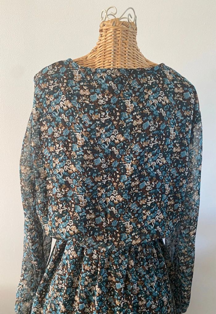 Robe Only liberty à fleurs bleues et marrons taille S - photo numéro 5