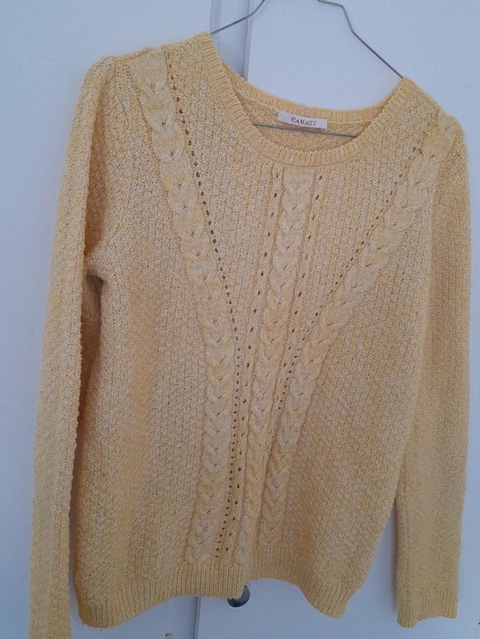 Pull en maille jaune - Camaïeu - photo numéro 4