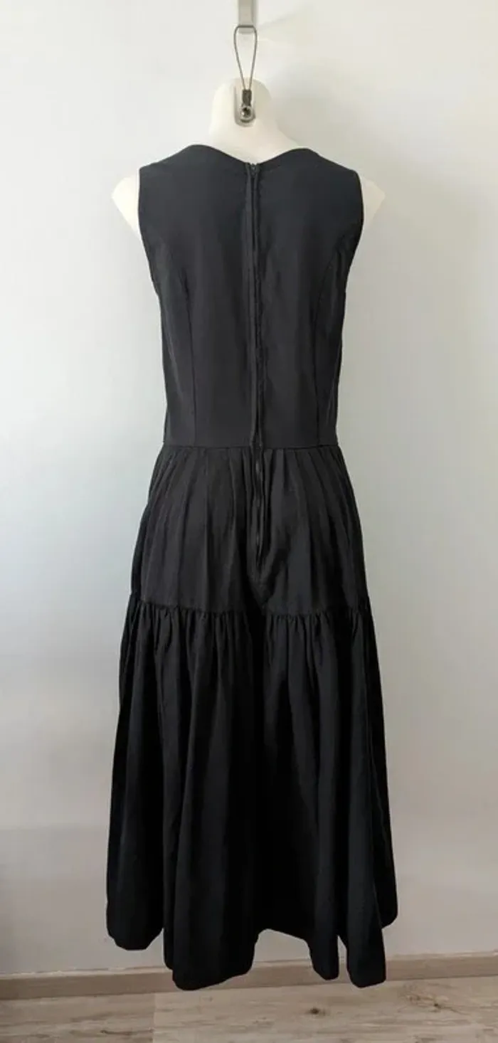 Robe noire longue vintage ample - 100% coton - Laura Ashley - taille 38 - photo numéro 3