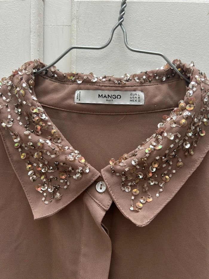 Chemisier mango col à paillettes - taille L - photo numéro 2