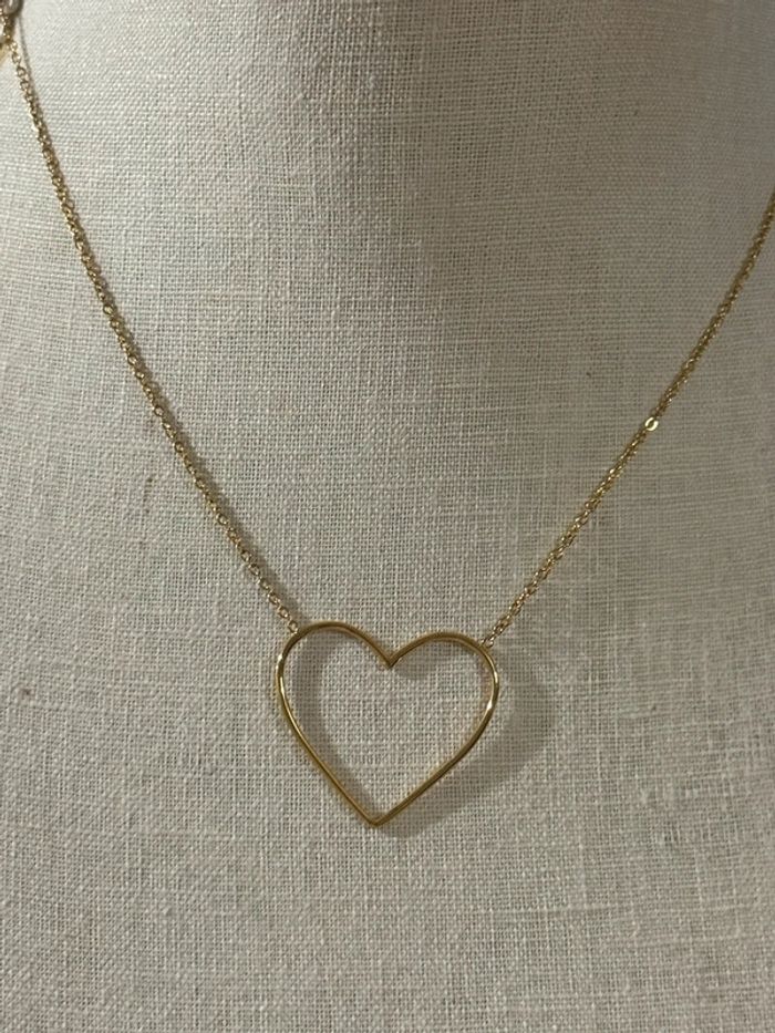 Collier réglable acier inoxydable or cœur fin xl