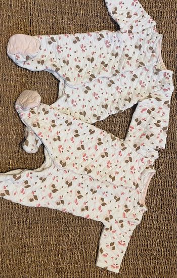 2 Dors-bien molletons blanc rose twins