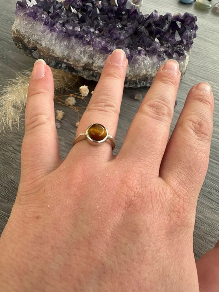 Bague en œil de tigre véritable - Pierre naturelle - photo numéro 11