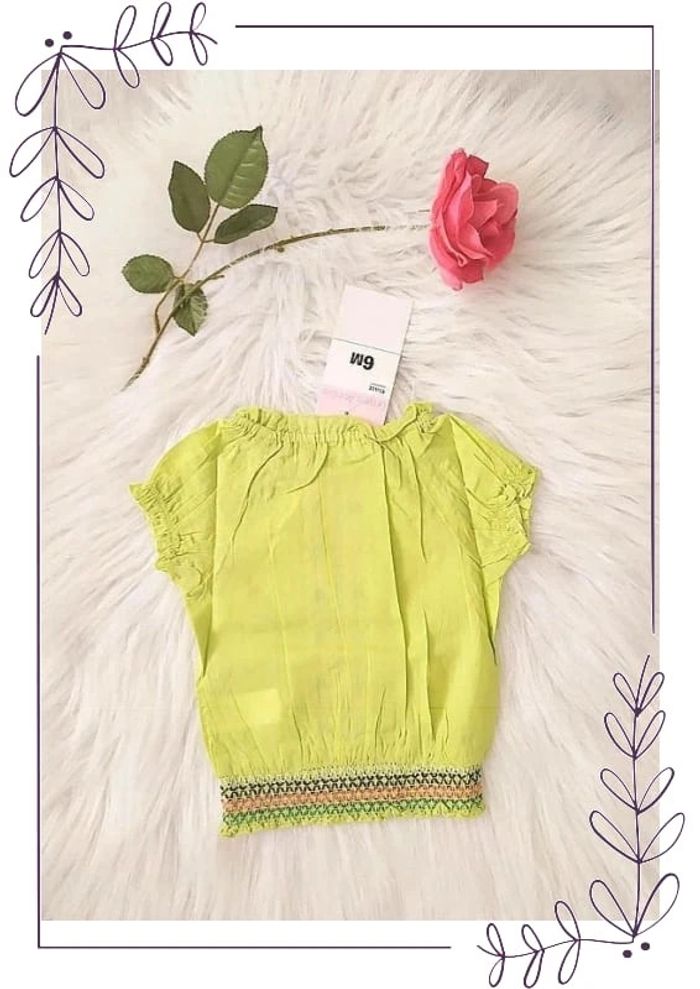 Blouse tunique bébé coton fin 6 mois vert pistache style ethnique bohème - photo numéro 3