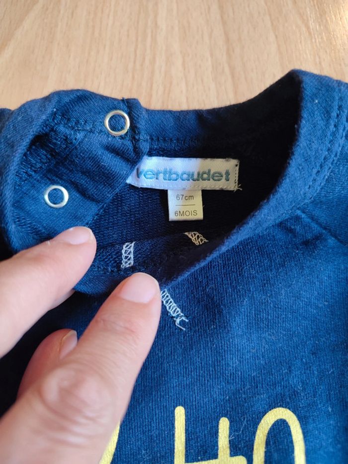 Lot ensemble neuf pantalon léger + sweat Vertbaudet en 6M - photo numéro 7