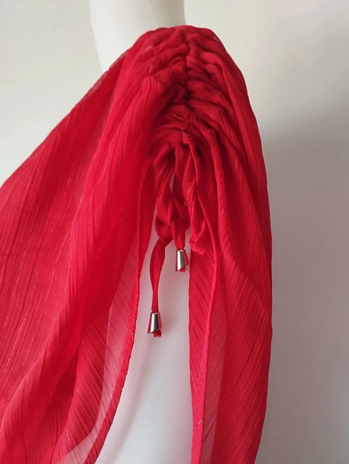 Robe de soirée longue vaporeuse rouge Promod taille 36 - photo numéro 8