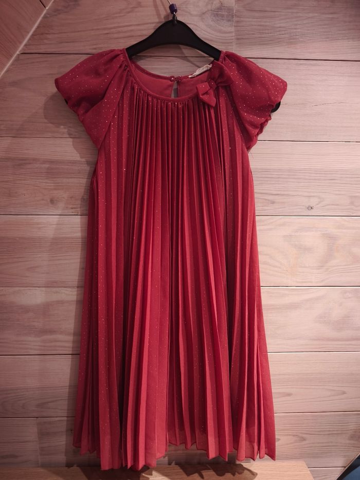 Robe fillette drapée paillettée Rose pâle taille 140cm TBE - photo numéro 5