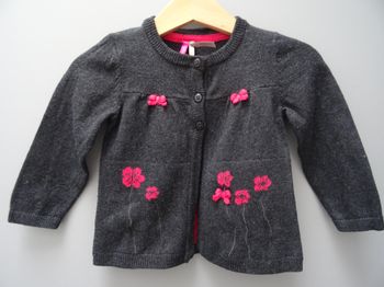 Gilet gris motifs coquelicots