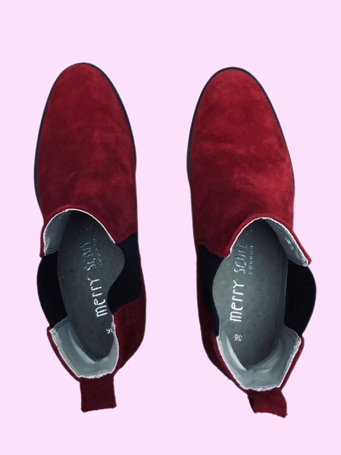 Bottines nubuck rouge red suede ankle boots - photo numéro 5