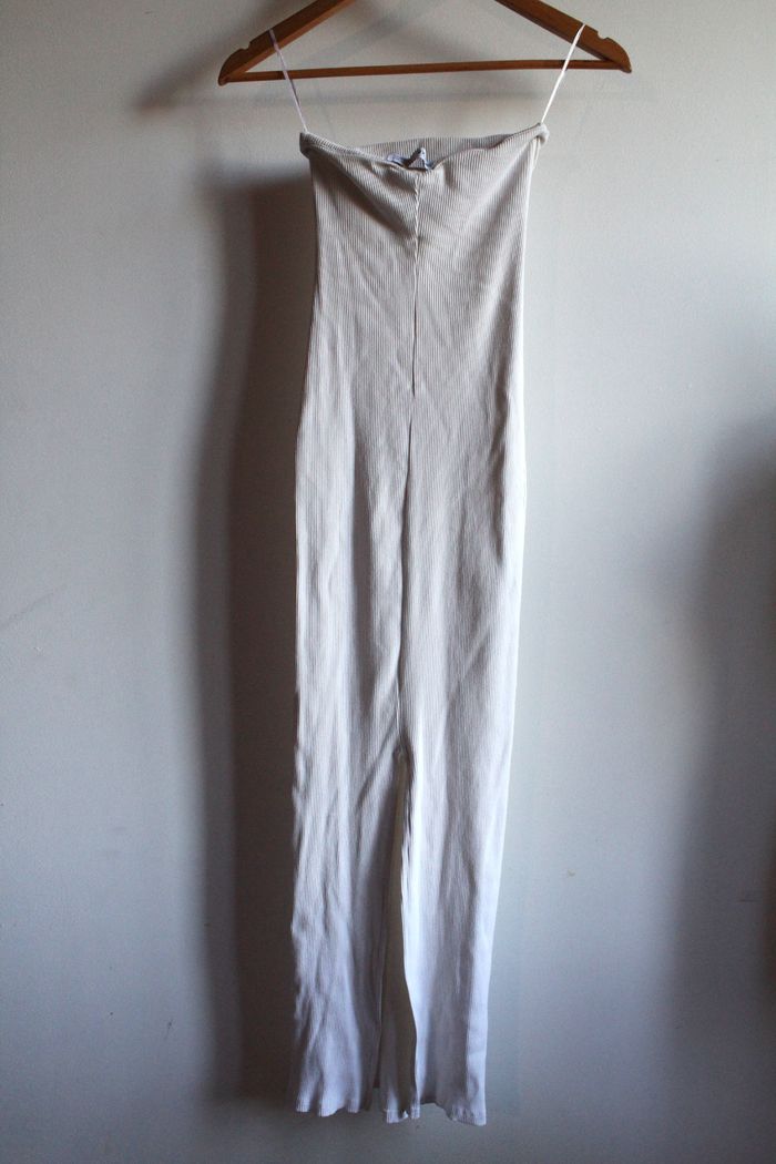 Longue robe bustier blanche/écru Bershka - photo numéro 4