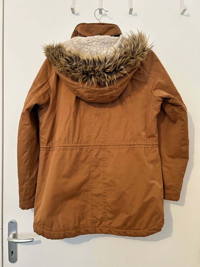 Manteau marron intérieur chaud capuche fourrure Etam 38 - photo numéro 8