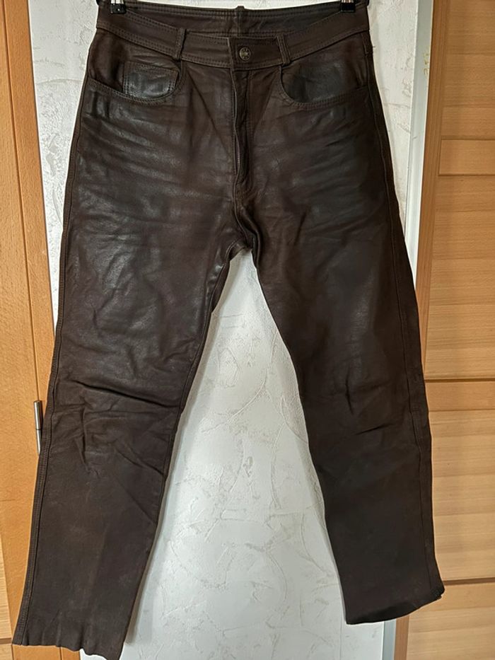 pantalon cuir marron moto - photo numéro 2
