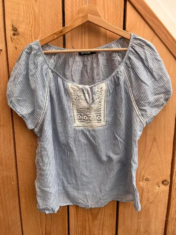 Blouse rayé bleue et blanche