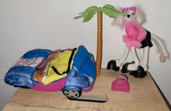 Chuen Caniche Barbie avec sa voiture décapotable