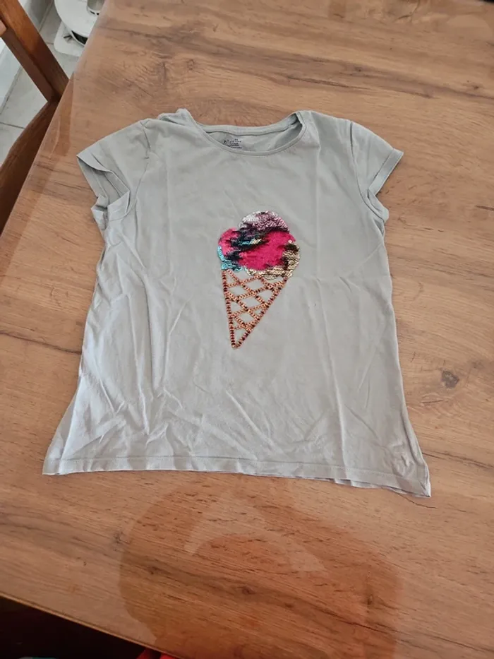 T-shirt fille kiabi 10 ans motif glace sequin réversible