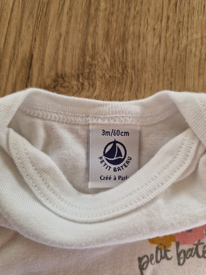 Body manches longues Bébé Blanc 3 mois - Petit Bateau - photo numéro 3