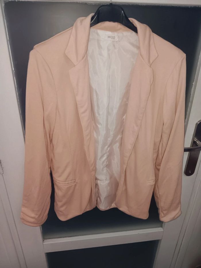 Veste blazer taille L rose clair chic pour femme