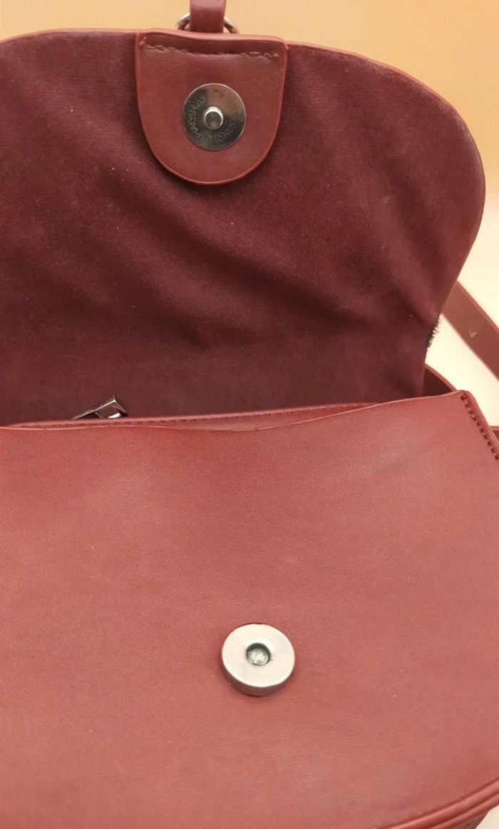 Sac à main en cuir, artisanal, bordeaux - photo numéro 4