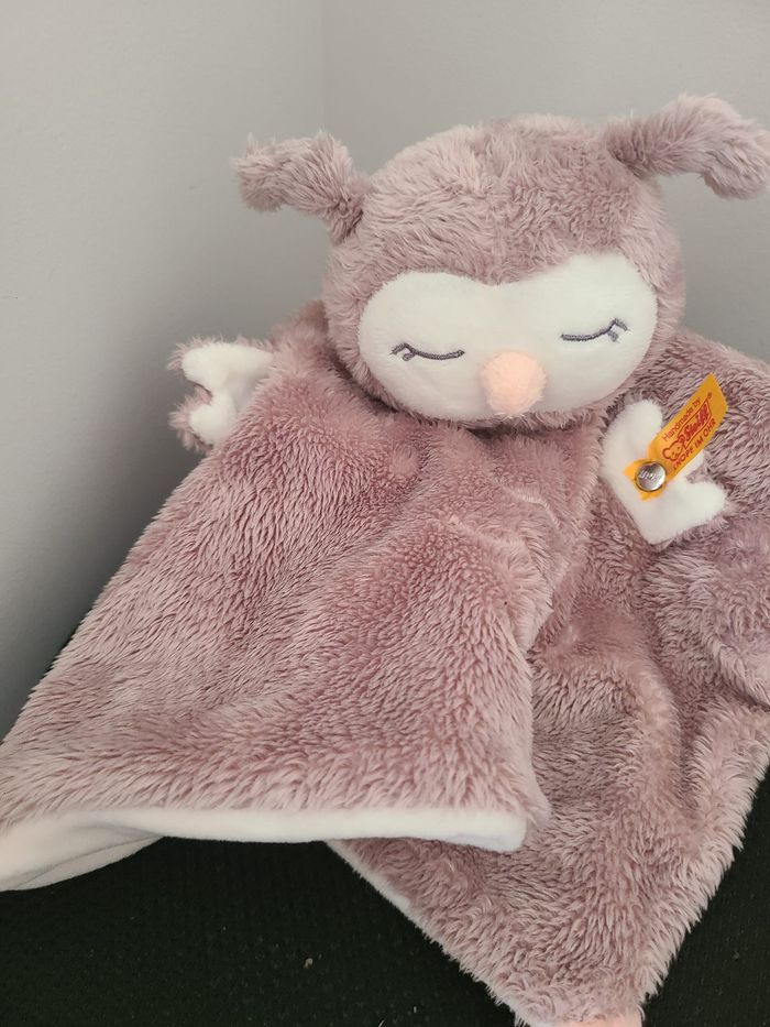 Steiff Ollie Doudou Chouette Rose et crème 26 cm Doudou pour bébé Doux et Lavable - photo numéro 3