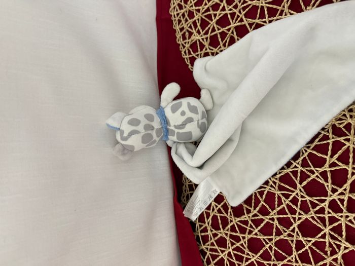 Doudou chien mouchoir rayé bleu et blanc Shima - photo numéro 4