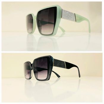 Lot de deux lunettes de soleil femme noire et vert menthe UV protection catégorie 3