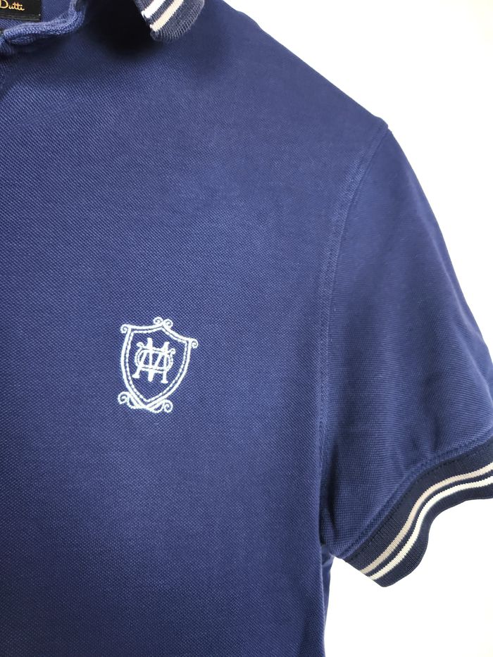 Polo Massimo Dutti Homme Marine Taille S Col Rayé Broderie Blason Casual - photo numéro 2
