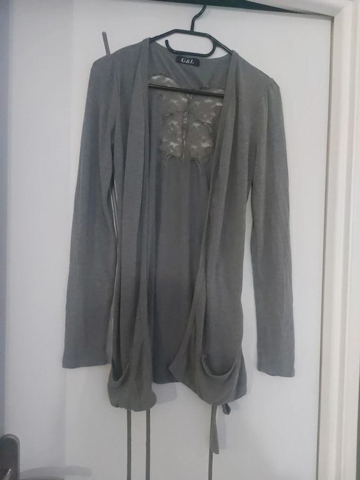 Veste grise détail papillon 🦋 dans le dos