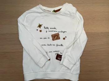 Sweat blanc tape à l’œil 18 mois