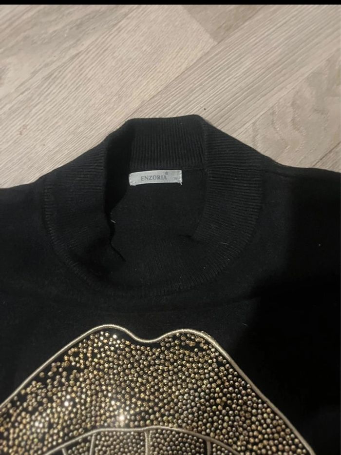 Pull femme motif bouche dorée sequin taille unique - photo numéro 4