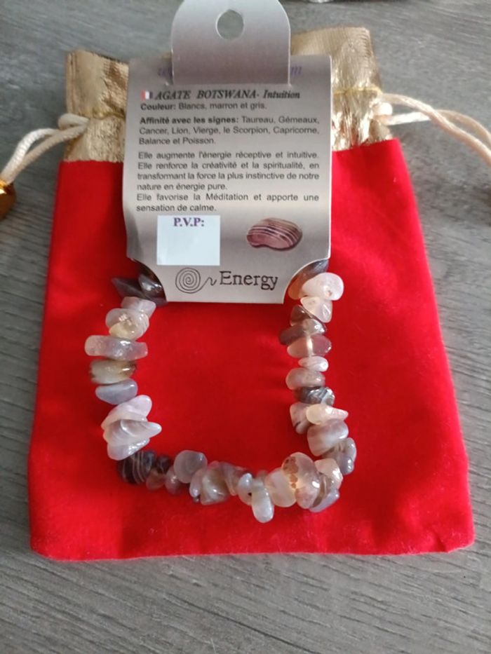 Bracelet pierre naturelle Lithotérapie Agate Botswana mixte (neuf) universelle - photo numéro 2