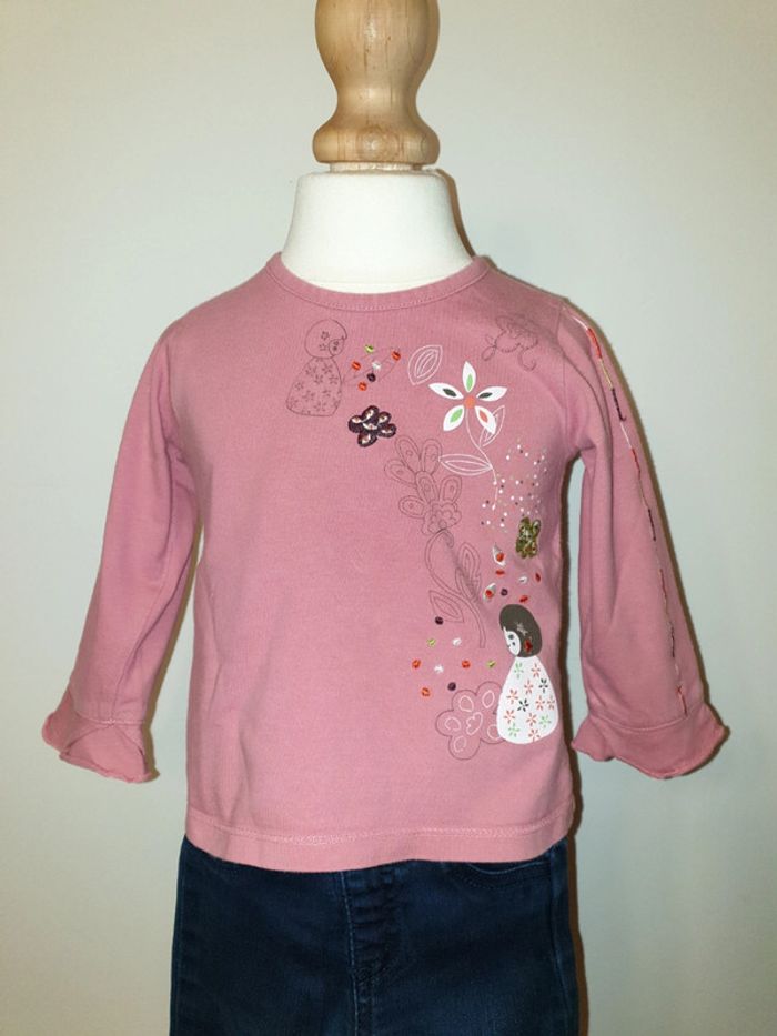 Ensemble T-shirt manches longues et jegging DPAM 12 mois - photo numéro 2