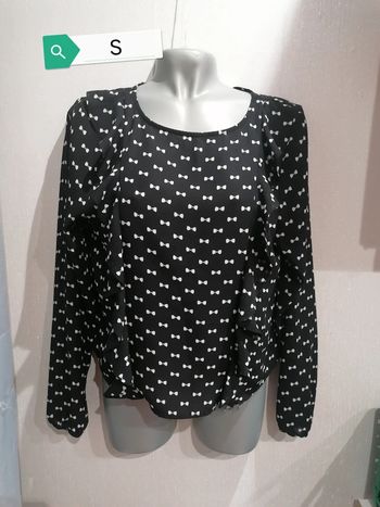 Blouse noire noeud blanc Divided H&M S