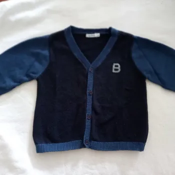 18 mois- Gilet bleu "Bout'chou" coton et laine