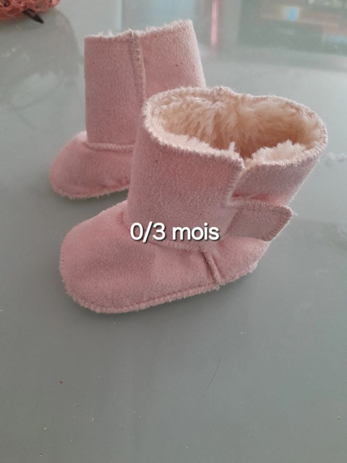 Bottine fourré ~ 0/3 mois rose